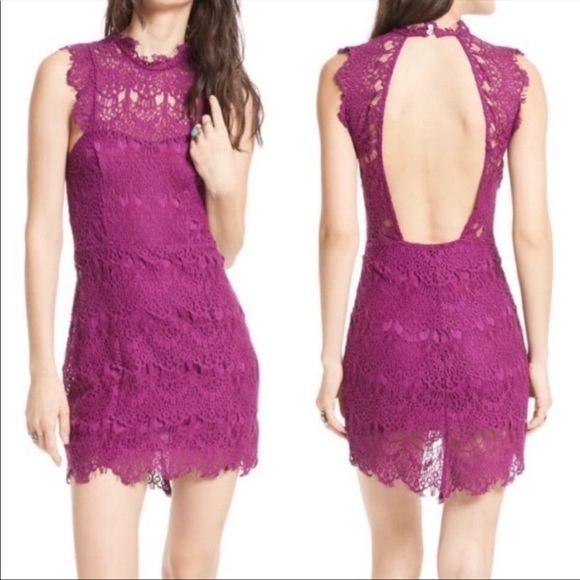 Free People Magenta Pink Lace Open Back Dress New - Picture 16 of 16